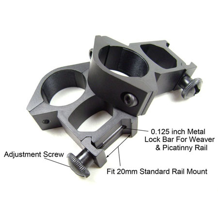 2 pcs 25mm 1 Inch 1" Ring tactical Weaver Scope torch Rail Mount